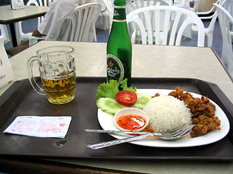 定食とビール